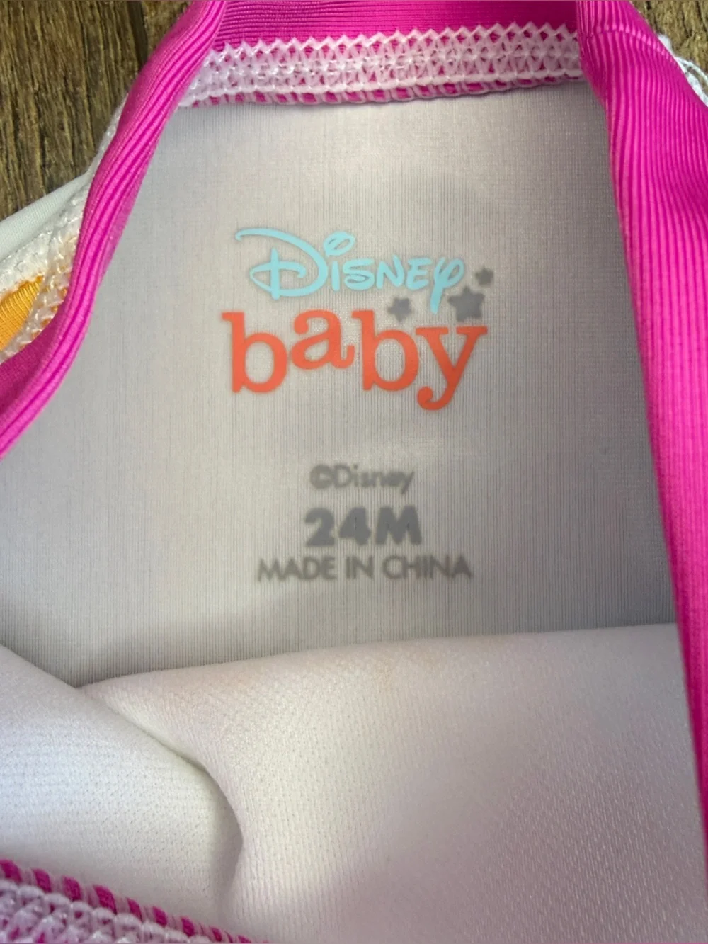 Disney Baby Girls Minnie Two Piece Bathing Suit Ruffle Bottom Glitter Top 24 Mo
